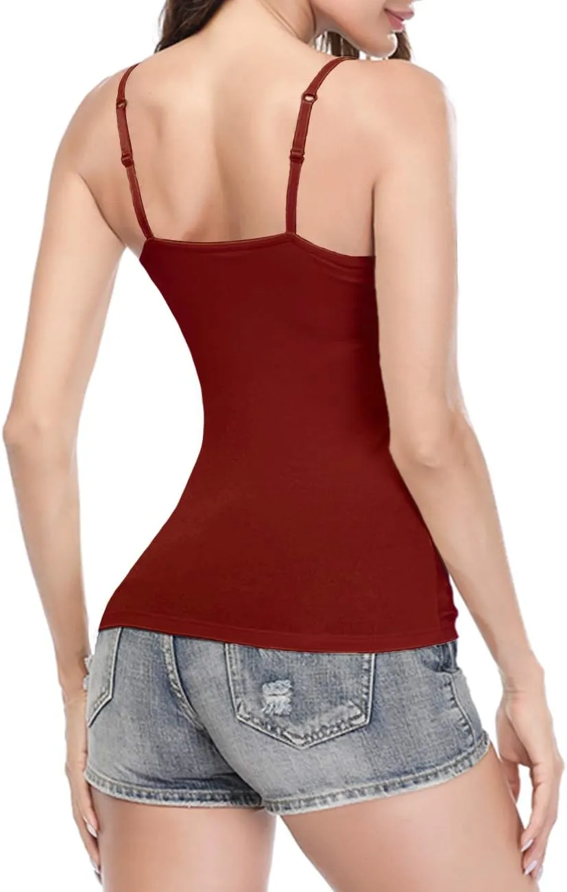 Women Camisole with Built-in Bra Cup Strap Supportive Padded Tank Top Layering Cami Undershirt for Yoga