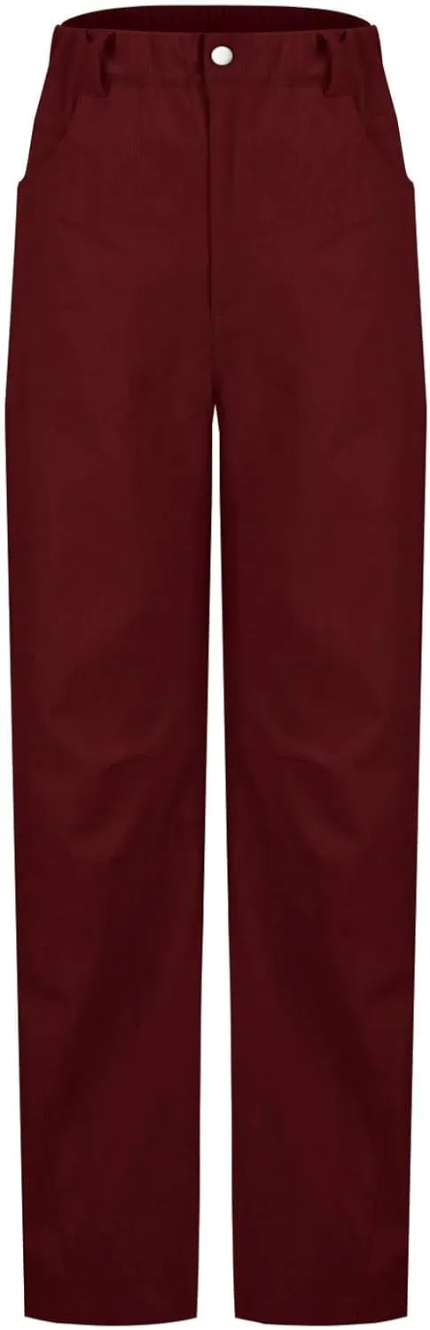 Women Corduroy Pants Barrel Mid-Rise Elastic Waist Slack Trousers Casual Wide Leg Palazzo Pant with Pockets