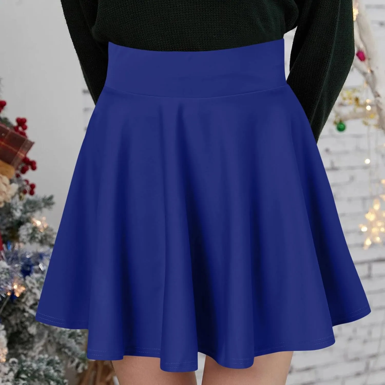 Women Fashion Casual Short Style Solid Half Skirt Glare Sun Skirt Pleated Skirt Midi Skirt for Women