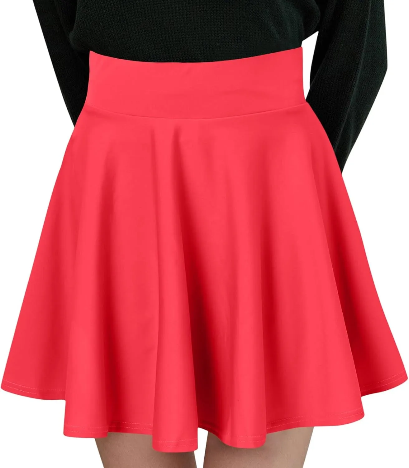 Women Fashion Casual Short Style Solid Half Skirt Glare Sun Skirt Pleated Skirt Midi Skirt for Women
