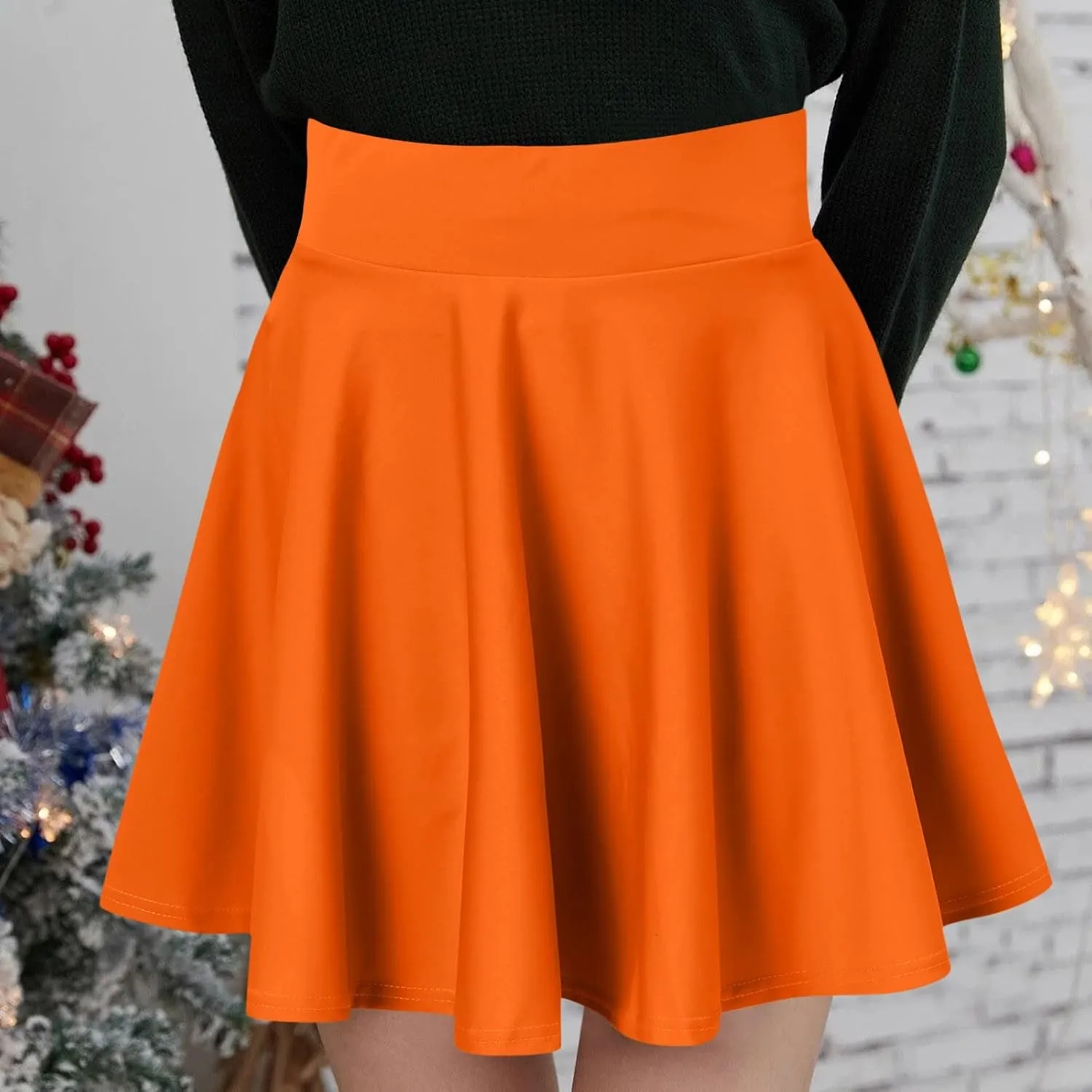 Women Fashion Casual Short Style Solid Half Skirt Glare Sun Skirt Pleated Skirt Midi Skirt for Women