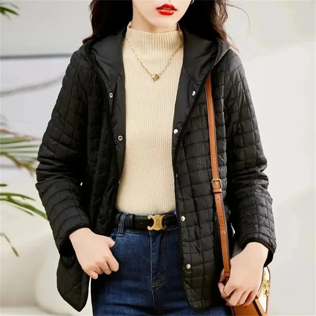 Women Light Short Cotton-Padded Jacket Winter Hooded Down Coat Parkas Outerwear Tops