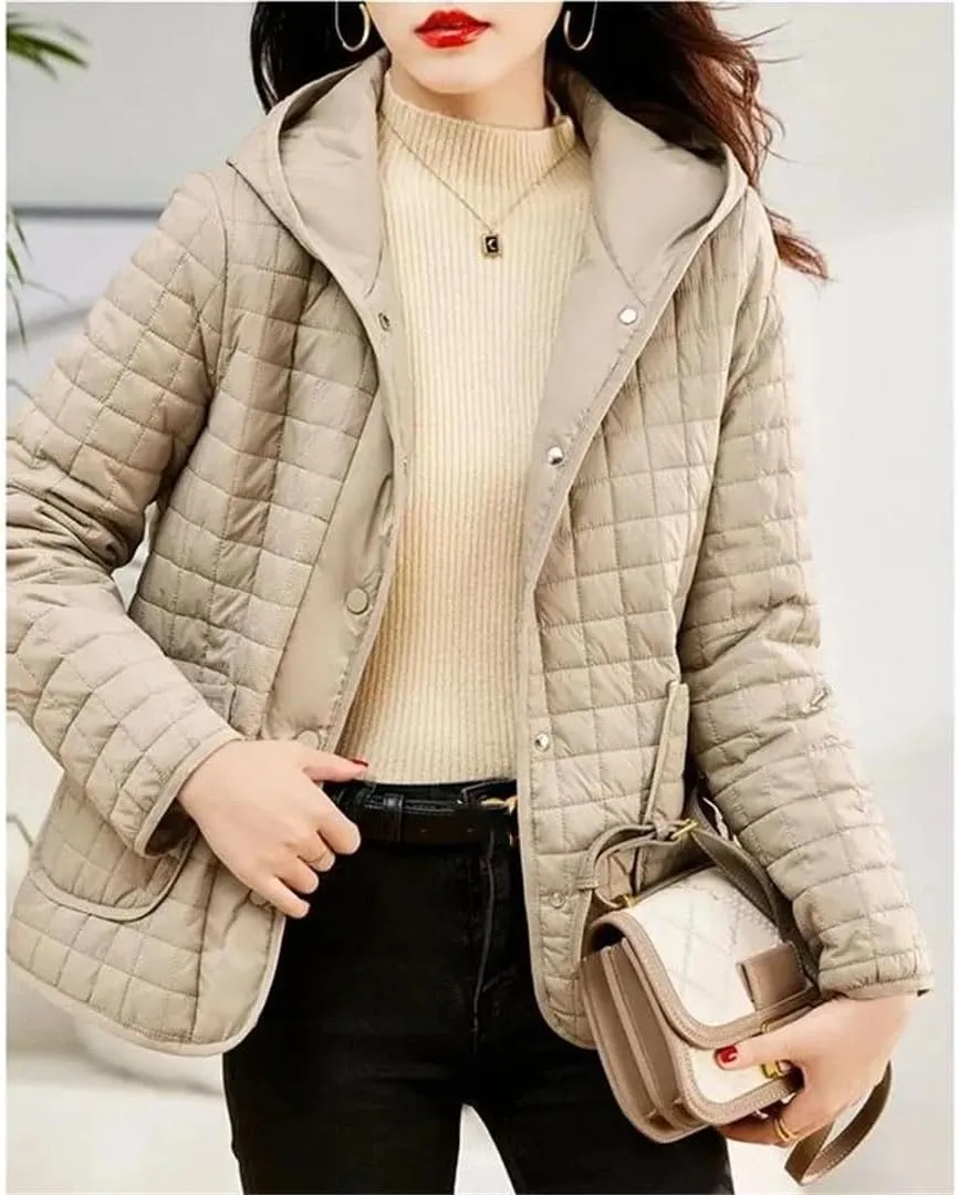 Women Light Short Cotton-Padded Jacket Winter Hooded Down Coat Parkas Outerwear Tops