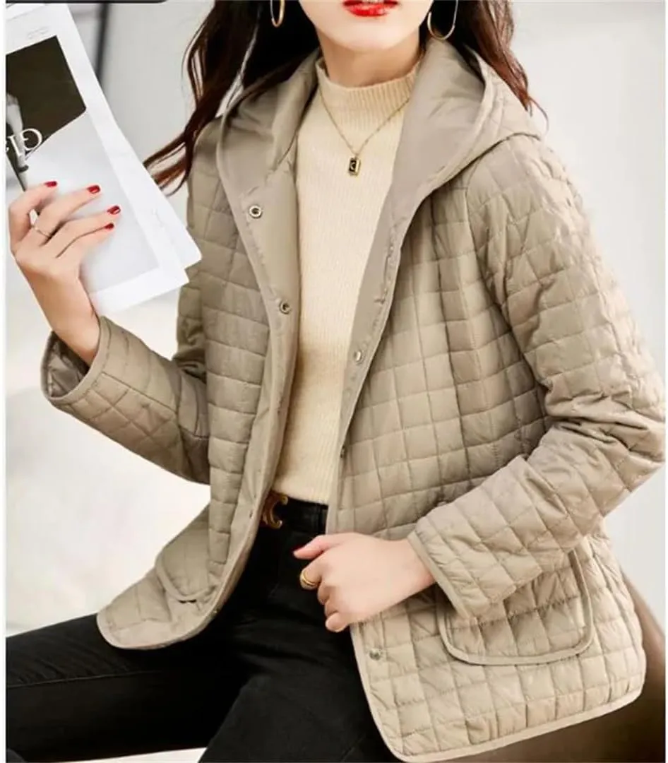 Women Light Short Cotton-Padded Jacket Winter Hooded Down Coat Parkas Outerwear Tops