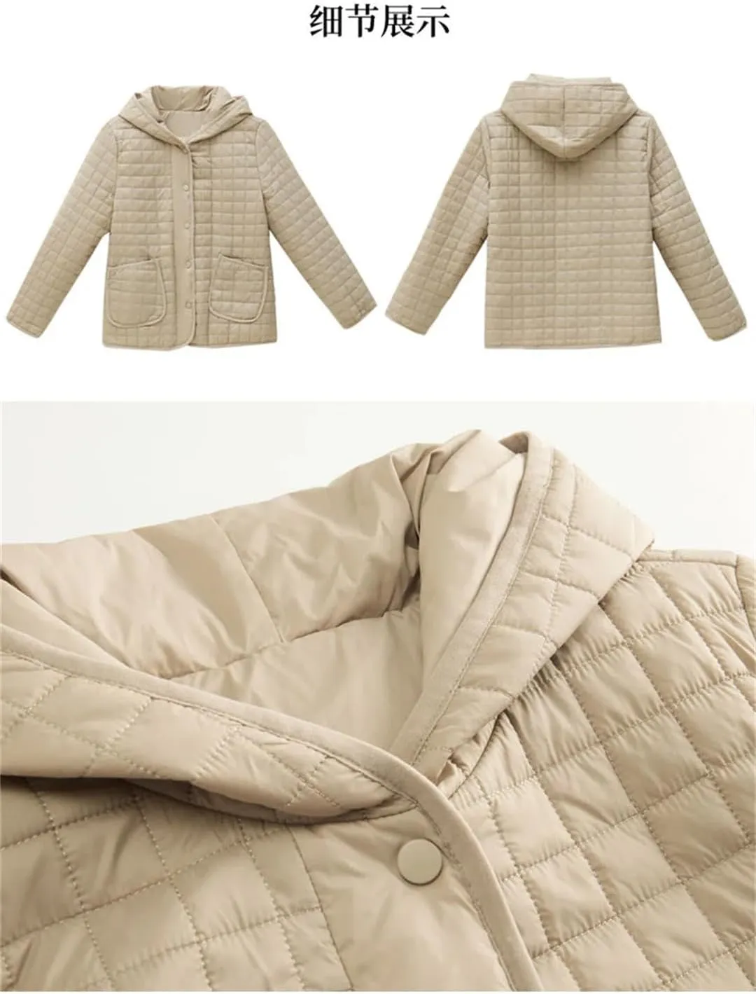 Women Light Short Cotton-Padded Jacket Winter Hooded Down Coat Parkas Outerwear Tops