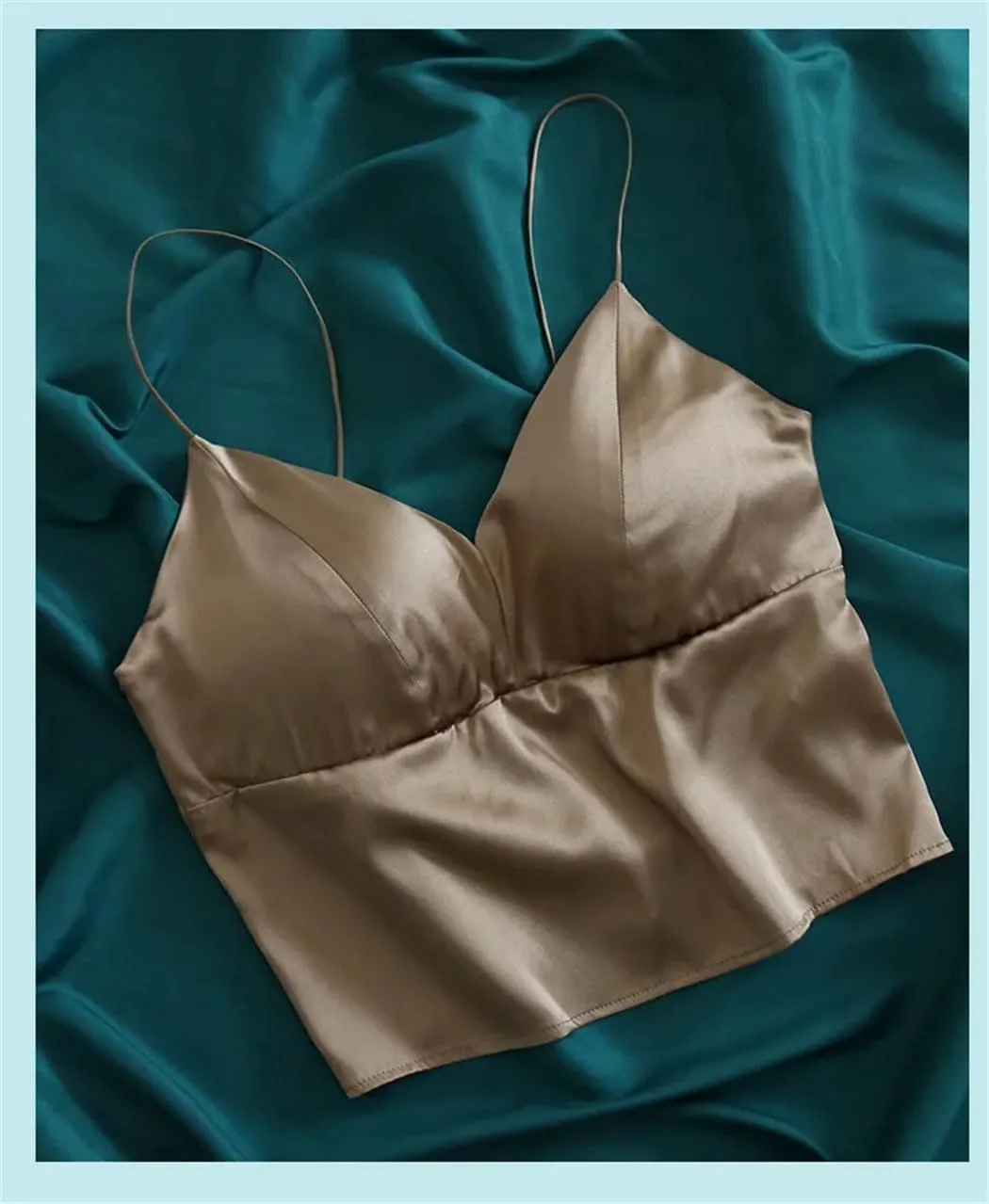 Women Mulberry-Silk Camisole Padded Bralette Tube Top With Bra Fitted Cropped Tanks Basic Bottoming Tops