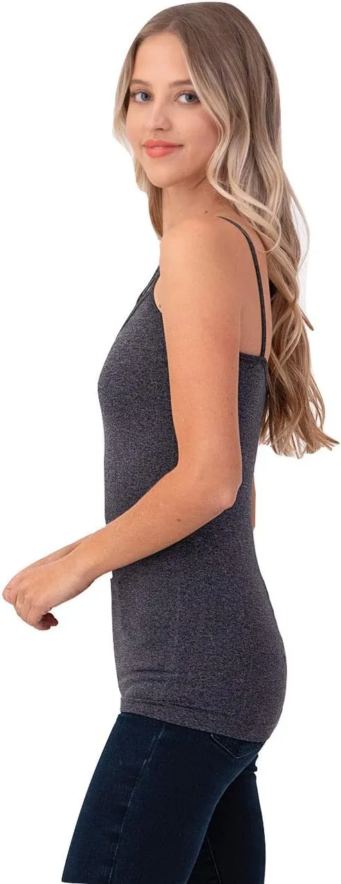 Women Sexy Criss Cross Front Spaghetti Strap Basic Round HollowOut Neck Seamless Camisole Tank Top