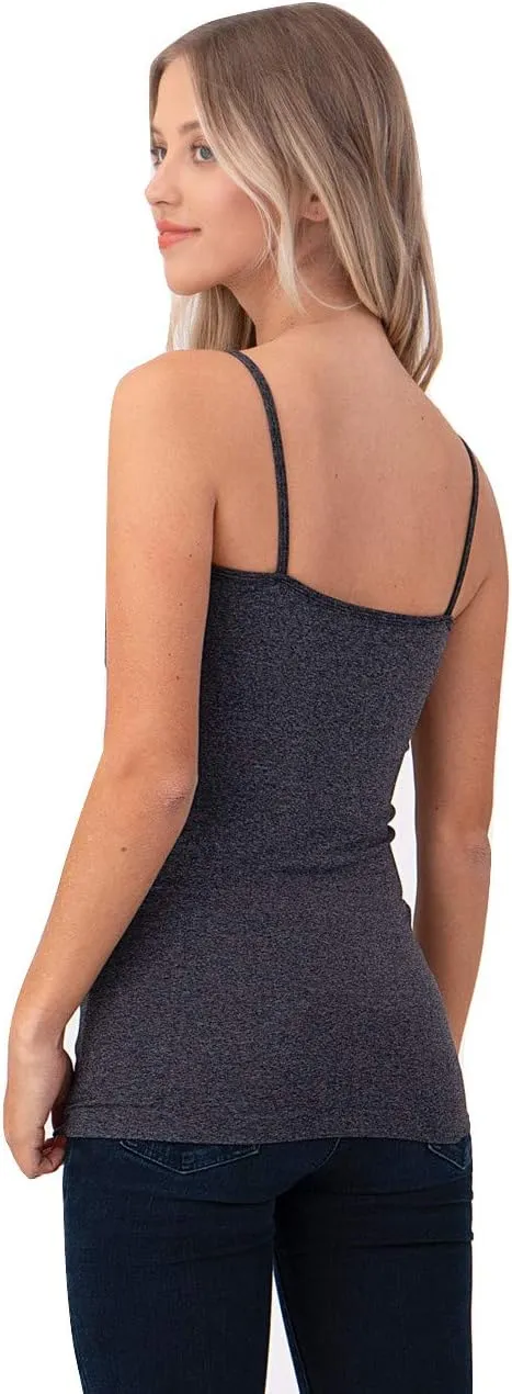 Women Sexy Criss Cross Front Spaghetti Strap Basic Round HollowOut Neck Seamless Camisole Tank Top