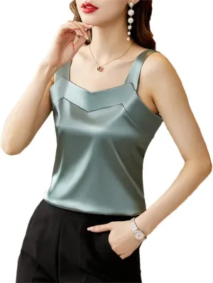 Women Silk Satin Camis Sleeveless Tank Tops Solid Color Camisole