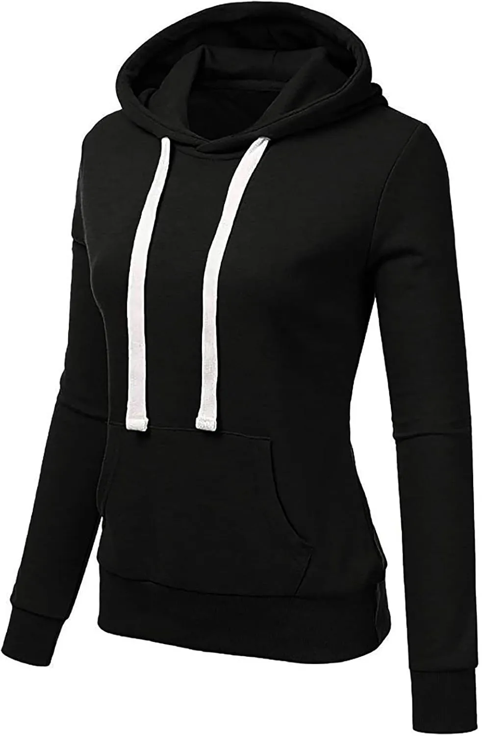 Women Solid Hooded Sweatshirts Long Sleeve Pocket Sweatshirt Slim Fit Pullover Tops Preppy Teen Girl Clothes
