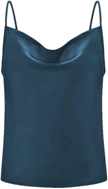 Women Spaghetti Strap Satin Camisole Tops Solid Color Tanks Femme Basic Sleeveless Cami Vest
