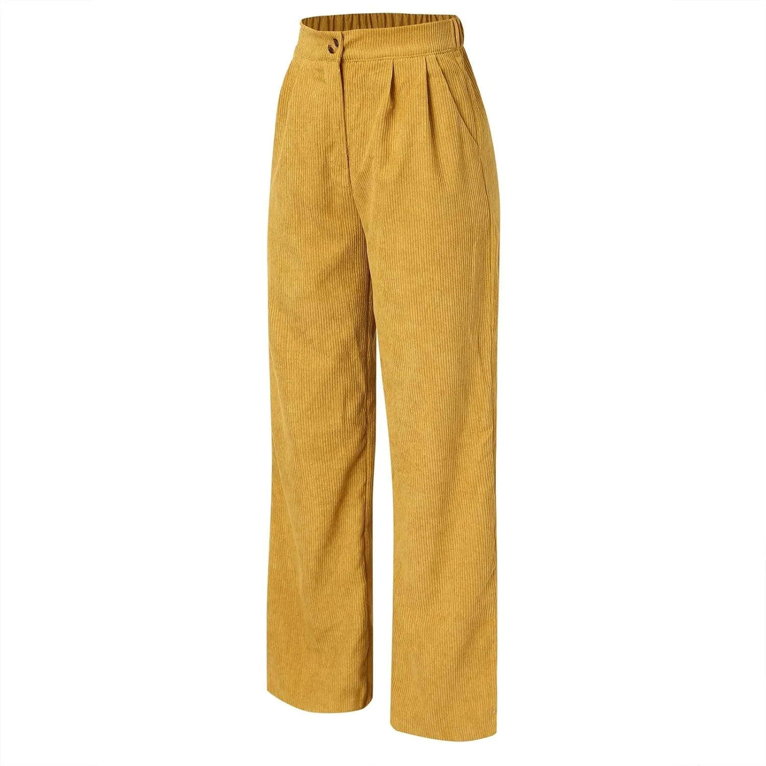 Women Wide Leg High Waist Linen Pants Back Elastic Waist Work Casual Trousers