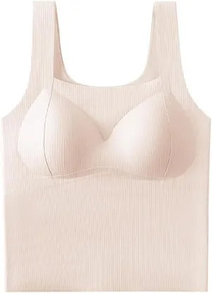 Womens Built-in Bra Padded Camisole Tanks Tops, Women's Compression Camisole, Womens Tank Tops Ultra-Soft Nylon Seamless and