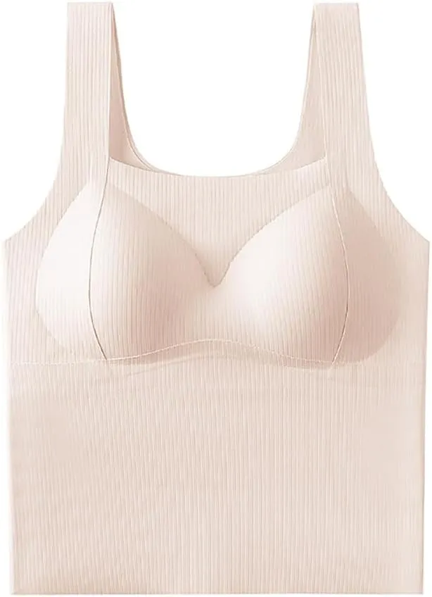 Womens Built-in Bra Padded Camisole Tanks Tops, Women's Compression Camisole, Womens Tank Tops Ultra-Soft Nylon Seamless and