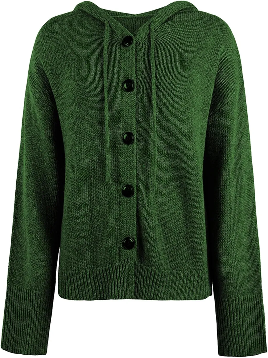 Women's Casual Cardigan V Neck Button Up Hooded Knit Sweaters Long Sleeve Hoodie Oversized Outfits Open Front Tops