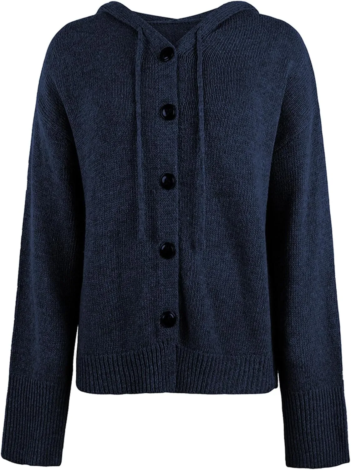 Women's Casual Cardigan V Neck Button Up Hooded Knit Sweaters Long Sleeve Hoodie Oversized Outfits Open Front Tops