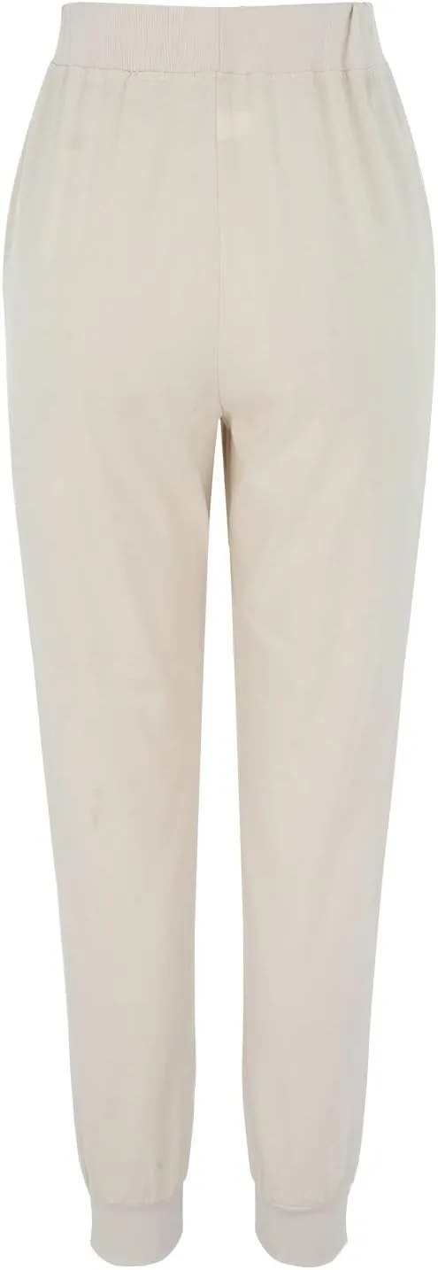 Womens Cotton Linen Jogger Pants Tapered Leg Summer Casual Back Elastic Waist Beach Pants Drawstring Trousers with Pockets