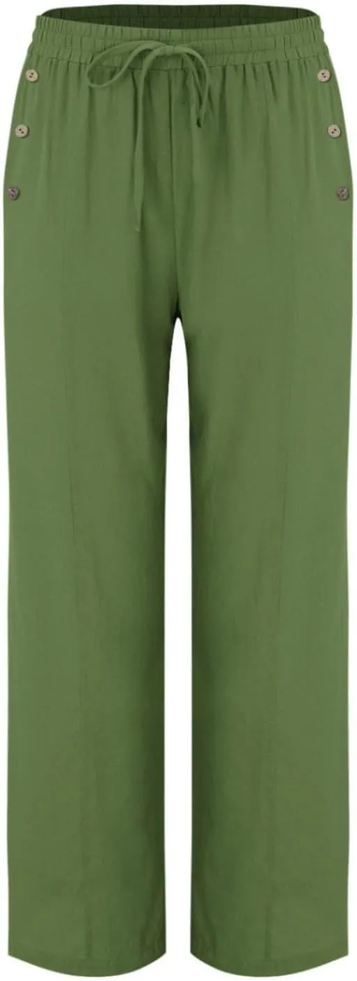 Womens Cotton Linen Pants High Waisted Baggy Pants with Elastic Waist Relax Fit Lantern Trouser with Pockets