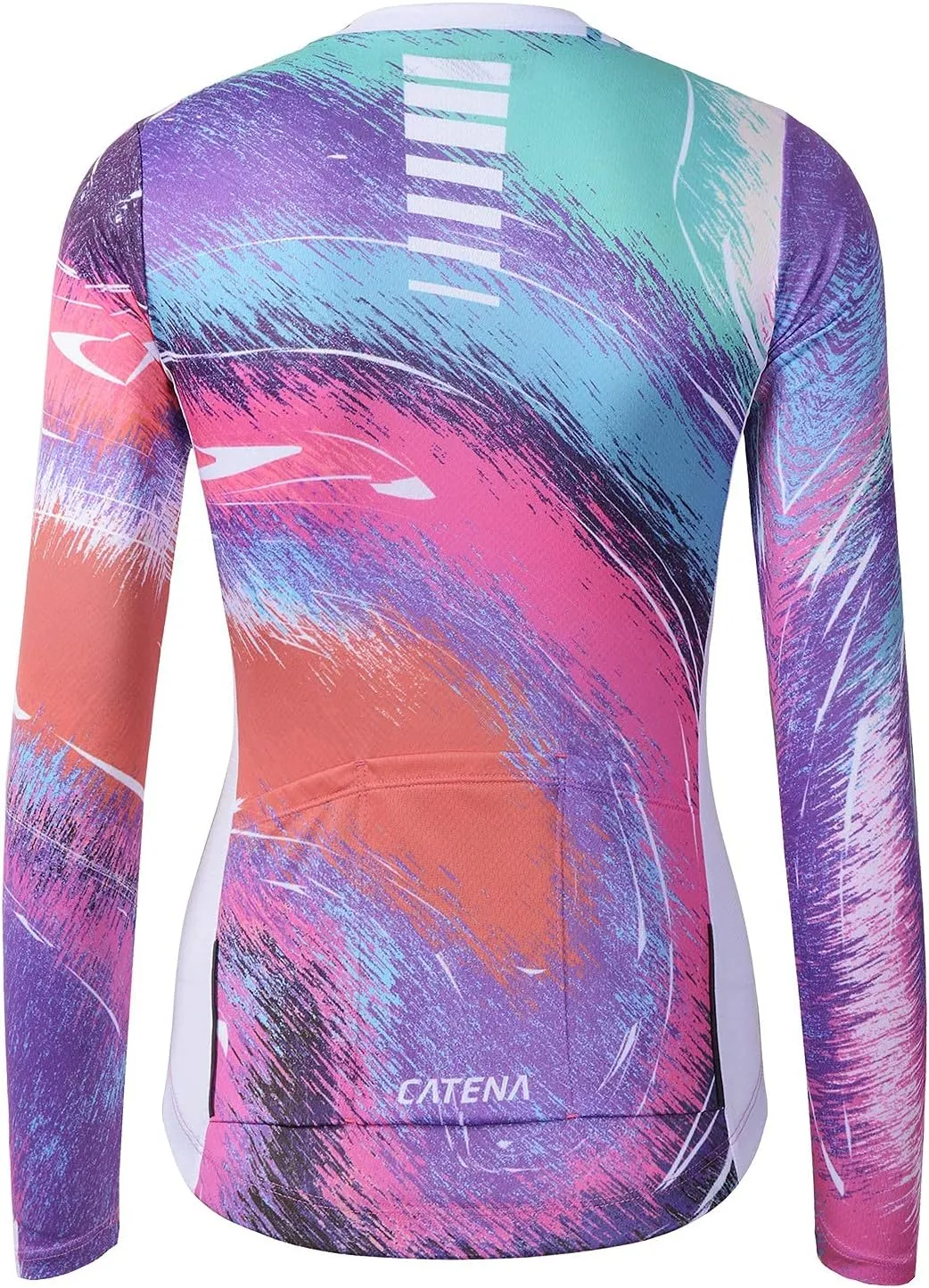 Women's Cycling Jersey Long Sleeve Breathable Bike Shirt Bicycle Clothing Quick Dry Womens Summer Tops Rainbow Aurora