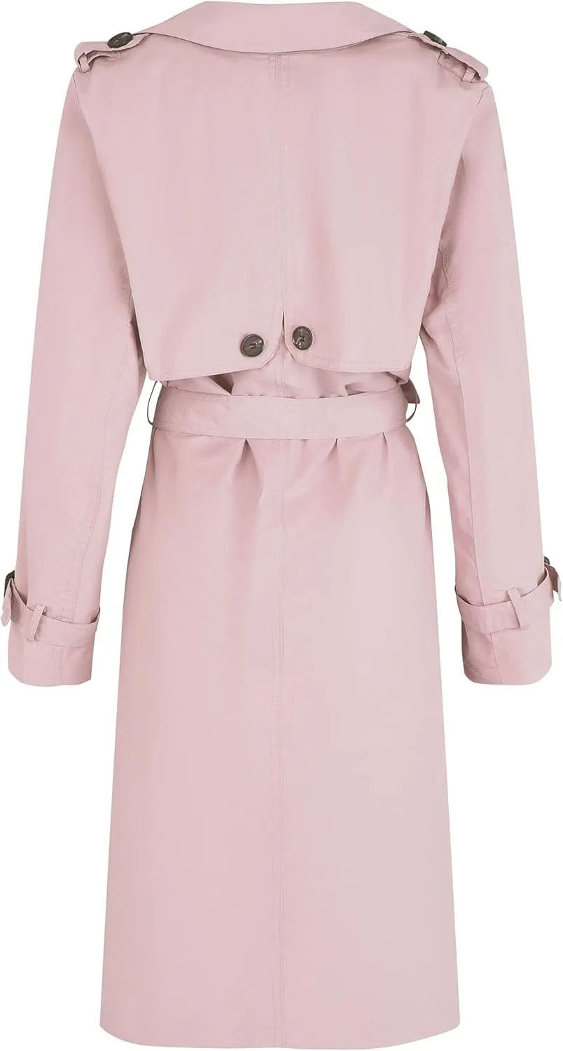 Womens Double Breasted Trench Coat Buckle Belted Windproof Overcoat Jacket