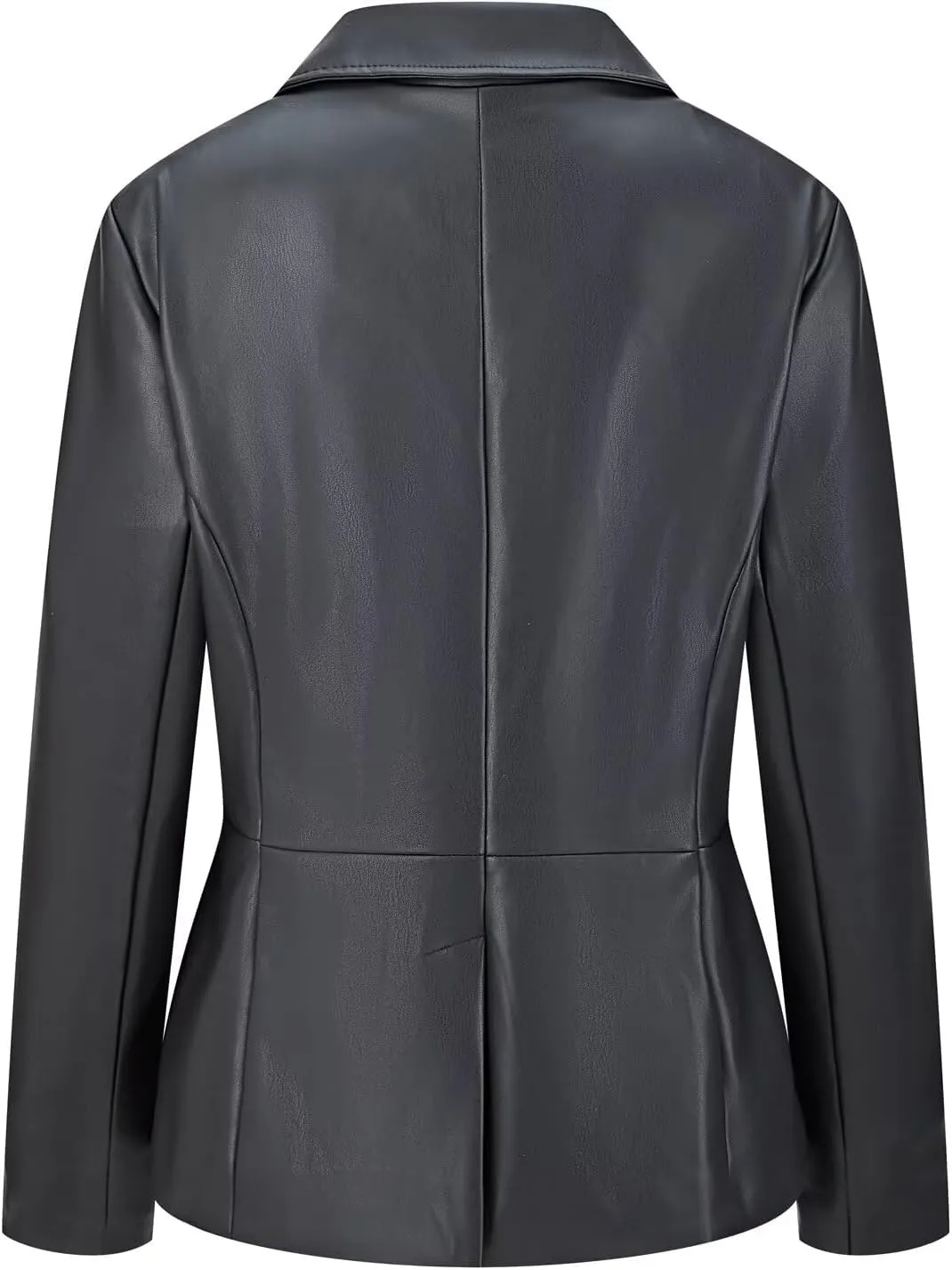 Women's Faux Leather Blazer Jackets Button Down Leather Shacket Coat with Pockets