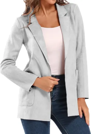 Womens Faux Suede Waterfall Coat Cardigan Open Front Short Jackets