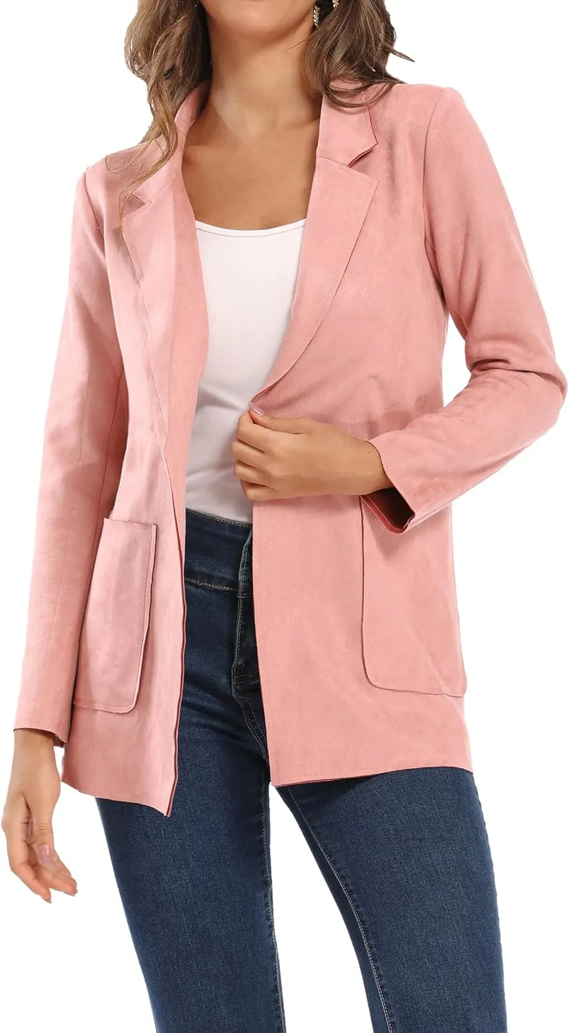 Womens Faux Suede Waterfall Coat Cardigan Open Front Short Jackets