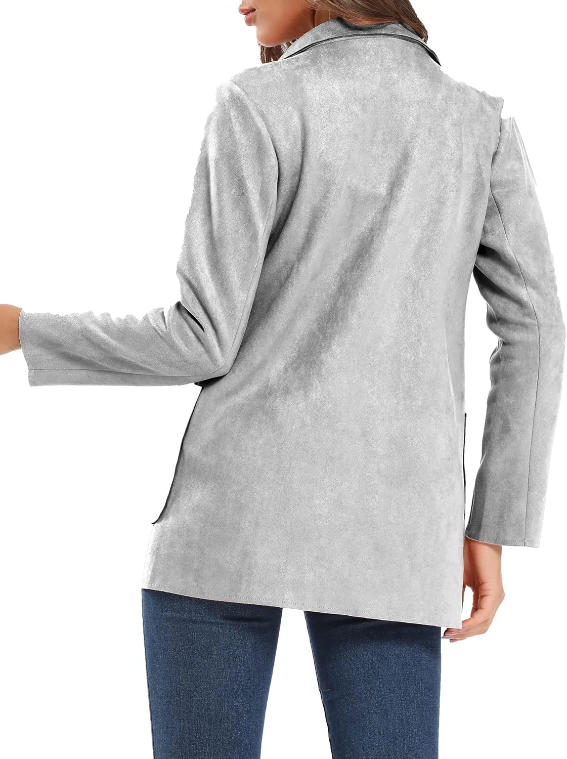 Womens Faux Suede Waterfall Coat Cardigan Open Front Short Jackets