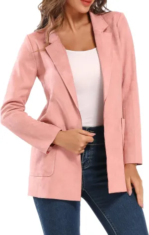 Womens Faux Suede Waterfall Coat Cardigan Open Front Short Jackets