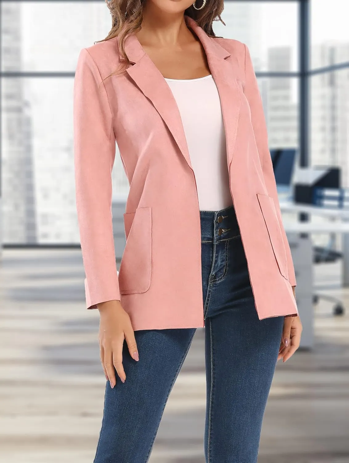 Womens Faux Suede Waterfall Coat Cardigan Open Front Short Jackets
