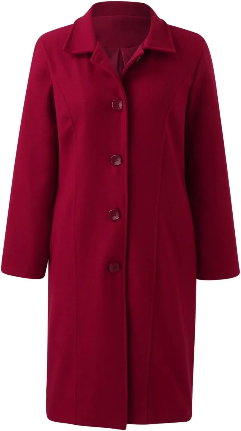 Womens Fit Mid Long Breasted Coat Lapel Jacket Overcoat Outwear Trench Windbreaker Double Breast Overcoat Women