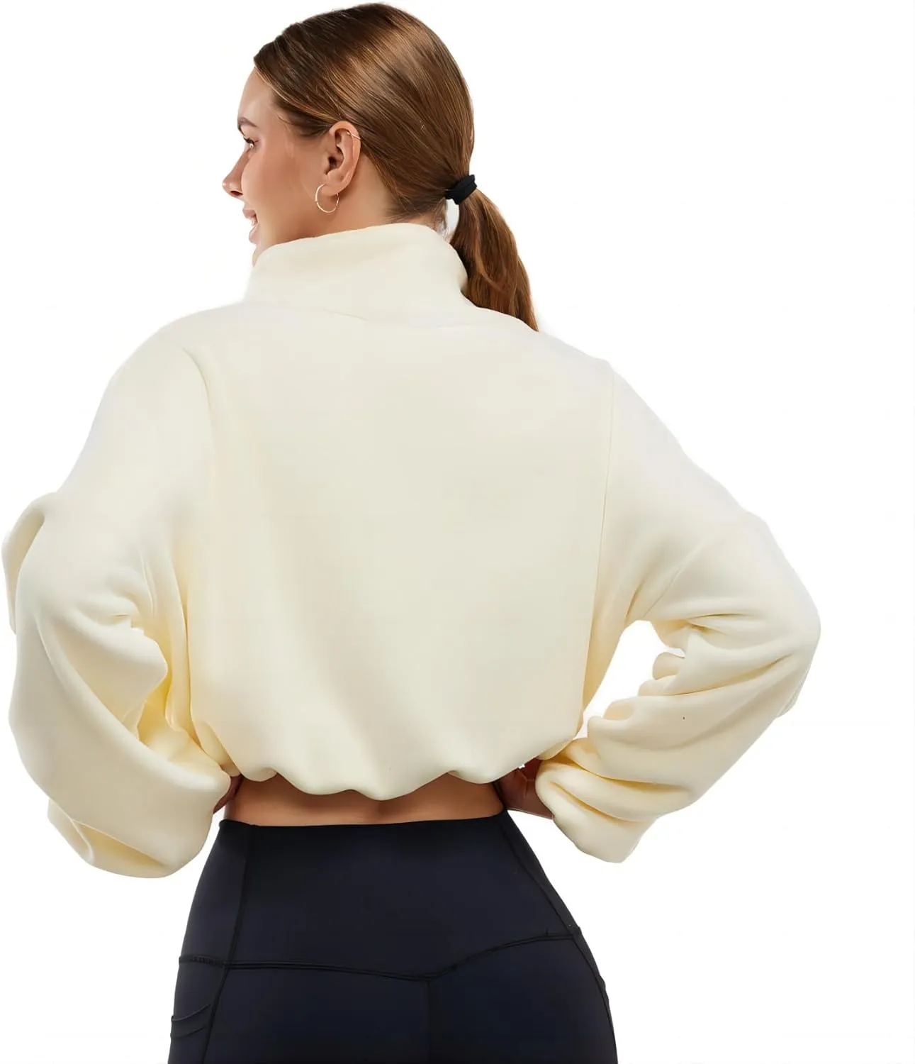 Womens Fleece Jacket Sherpa Cropped Oversized Sweatshirt Bomber Jackets for Women