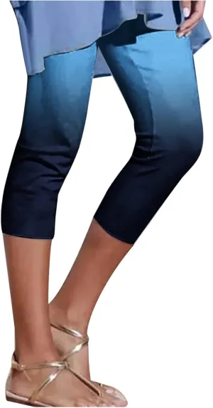 Womens High Waist Capri Leggings Running Workout Yoga Capris Pants Summer Casual Elastic Waist Cropped Trousers 2024