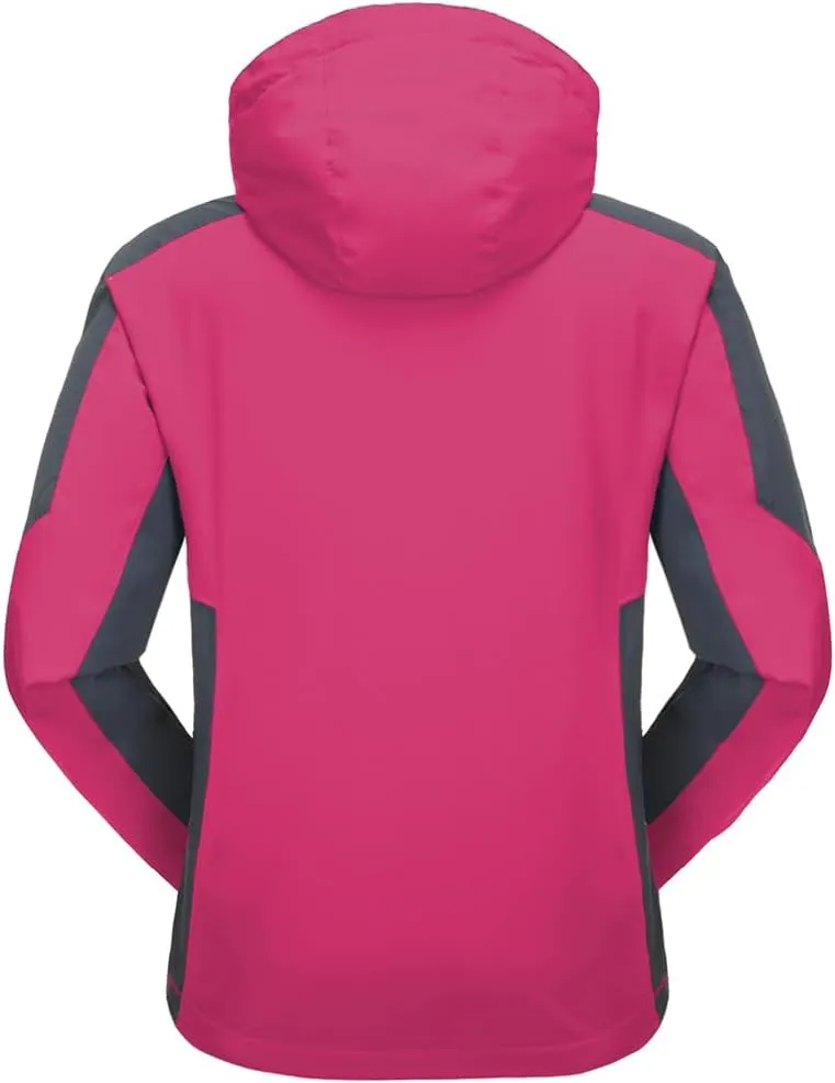 Women's Hooded Waterproof Rain Jacket Windproof Windbreaker Outdoor Raincoats for Gardening Hiking