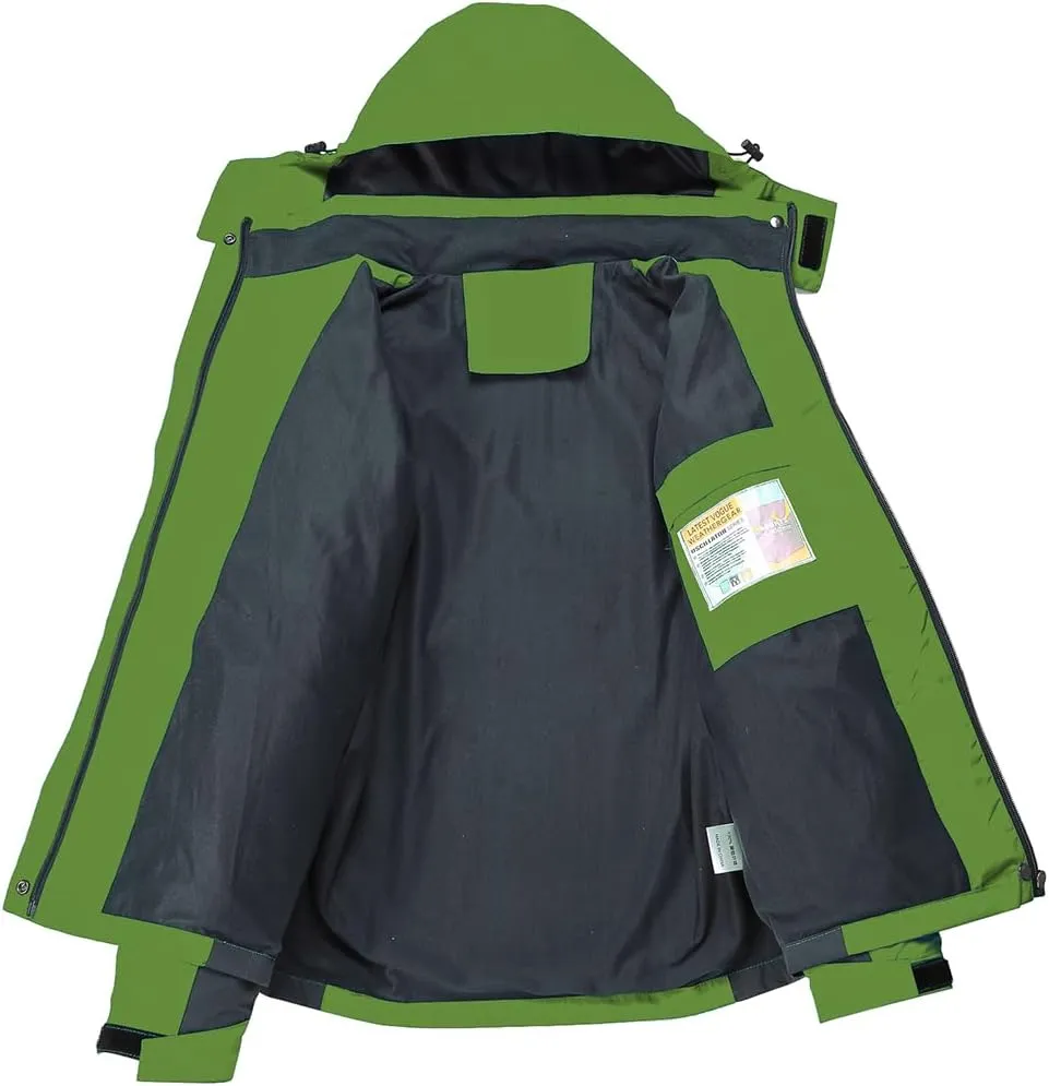 Women's Hooded Waterproof Rain Jacket Windproof Windbreaker Outdoor Raincoats for Gardening Hiking