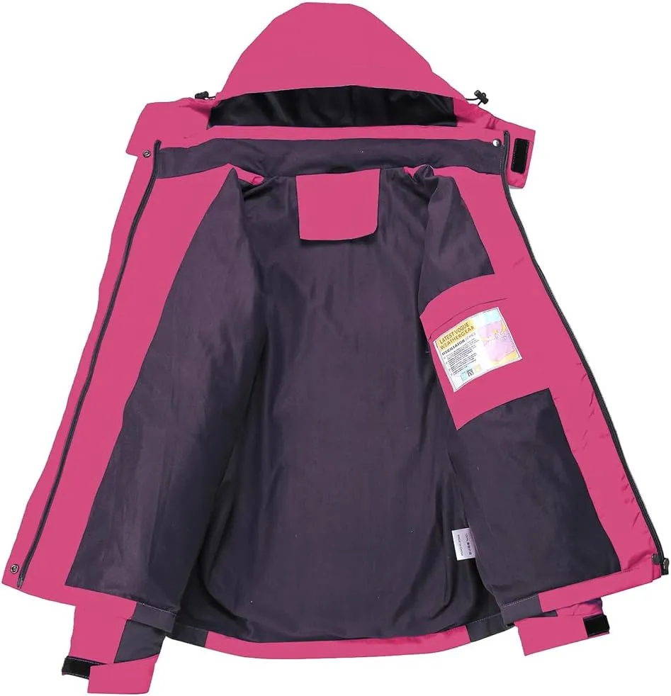 Women's Hooded Waterproof Rain Jacket Windproof Windbreaker Outdoor Raincoats for Gardening Hiking