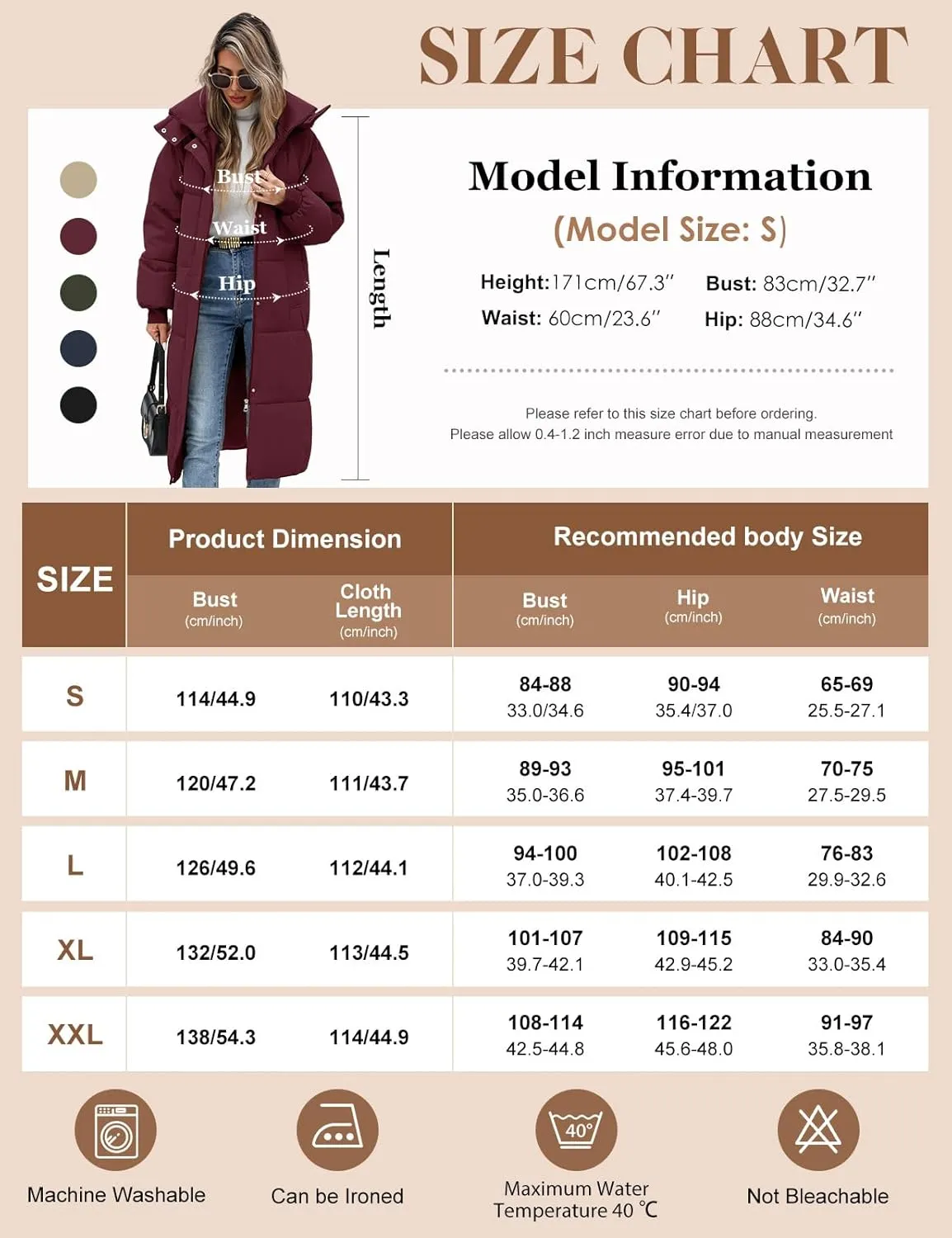 Women's Long Puffer Jacket Winter Thicken Warm Quilted Jacket Coat Fashion Hooded Zip Up Parka Outerwear with Pockets