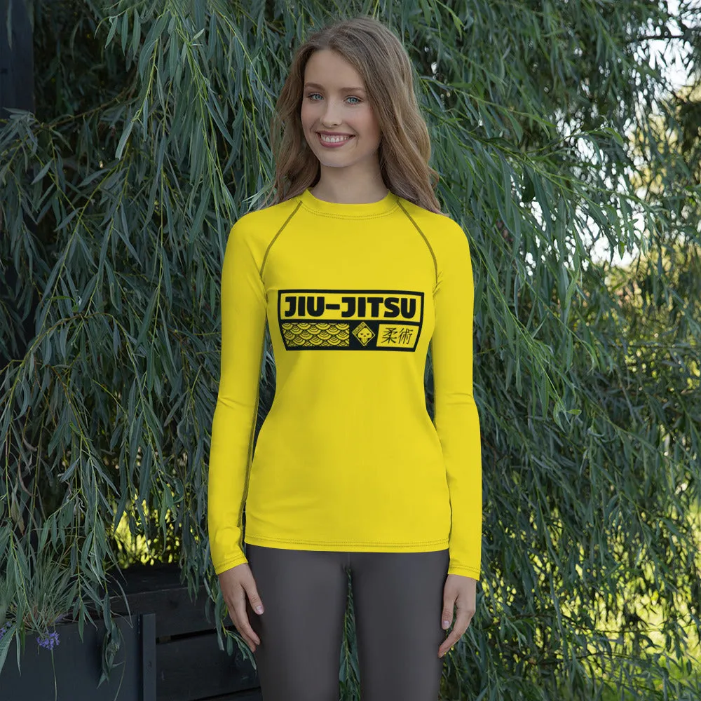 Womens Long Sleeve BJJ Rash Guard - Jiu-Jitsu 017 - Golden Sun