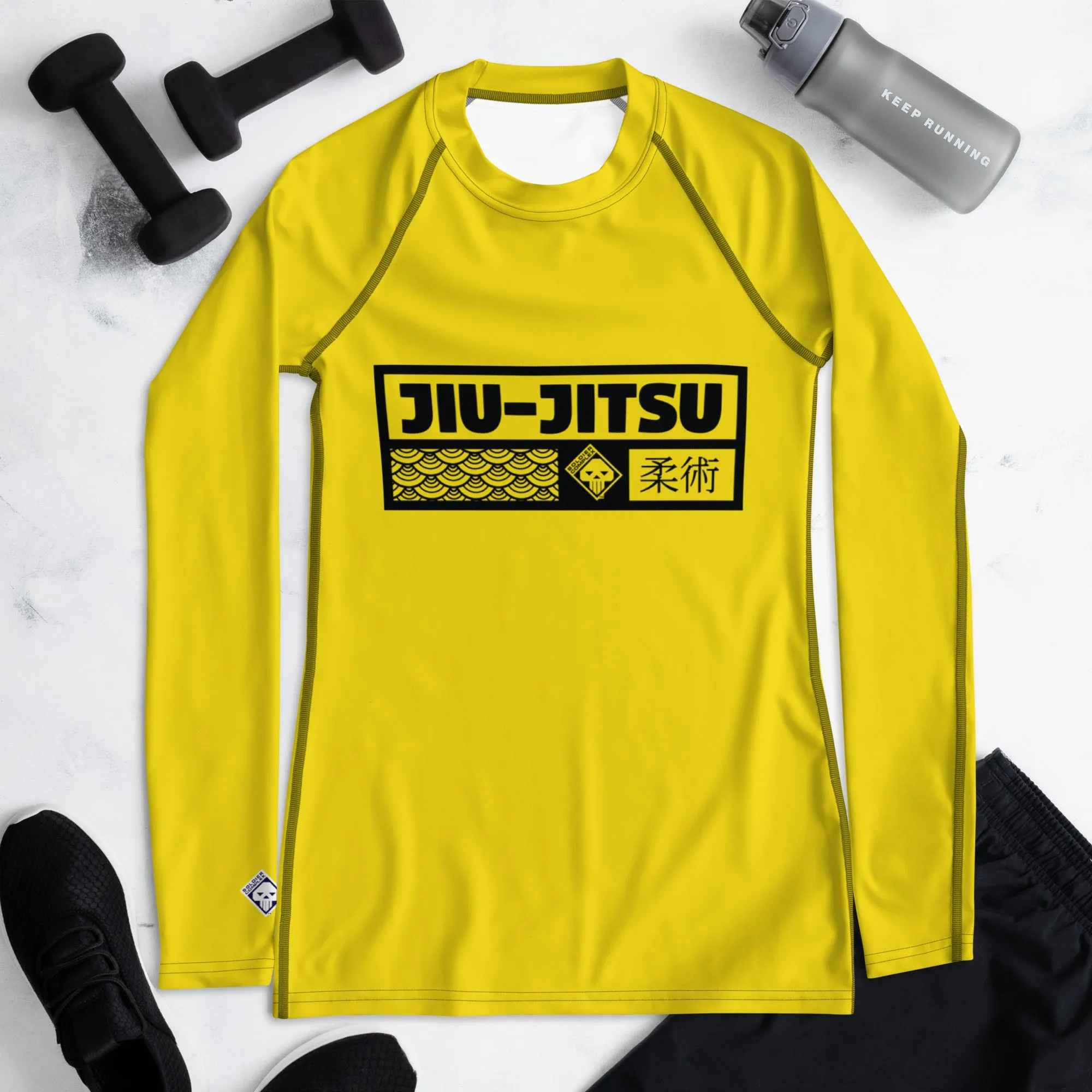 Womens Long Sleeve BJJ Rash Guard - Jiu-Jitsu 017 - Golden Sun
