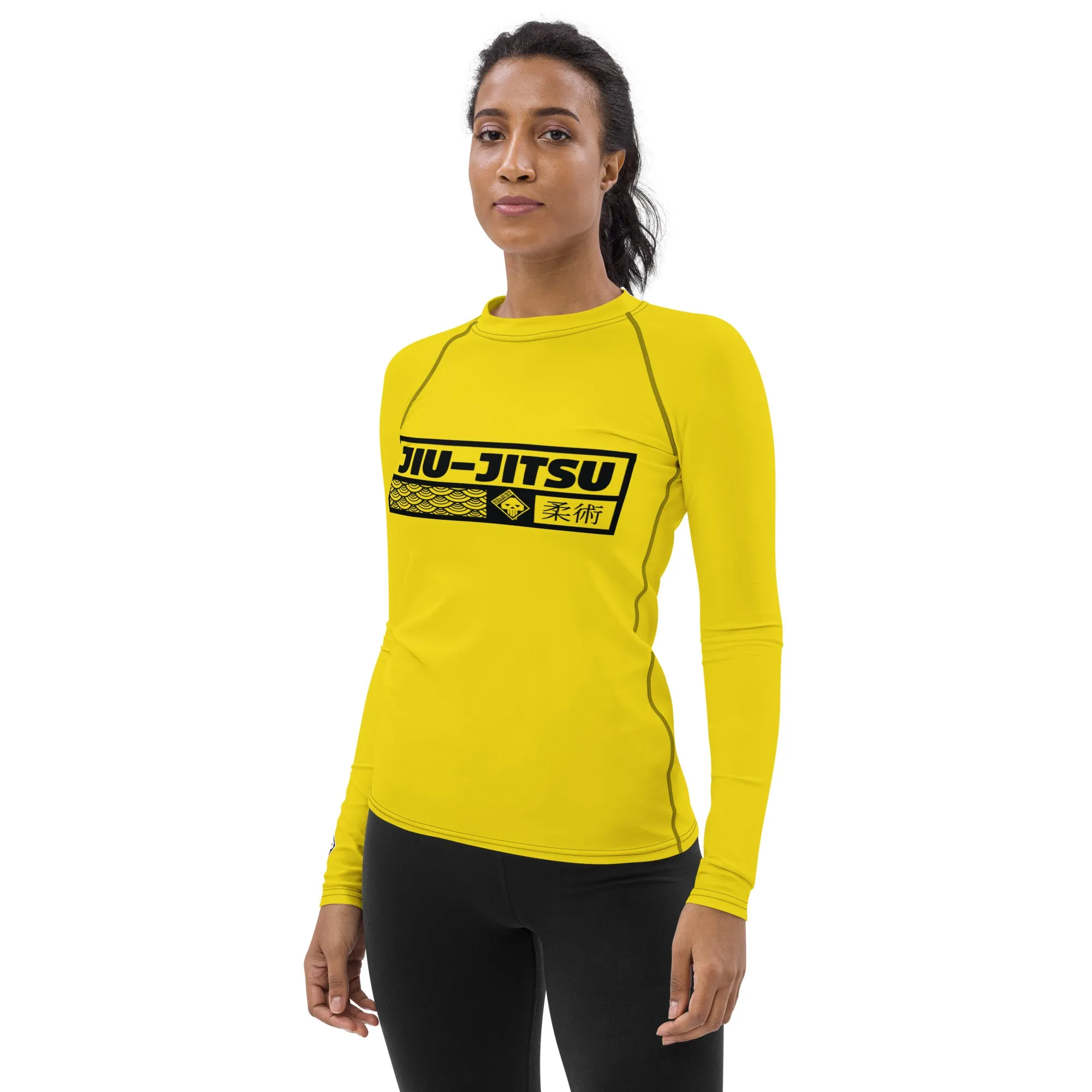 Womens Long Sleeve BJJ Rash Guard - Jiu-Jitsu 017 - Golden Sun
