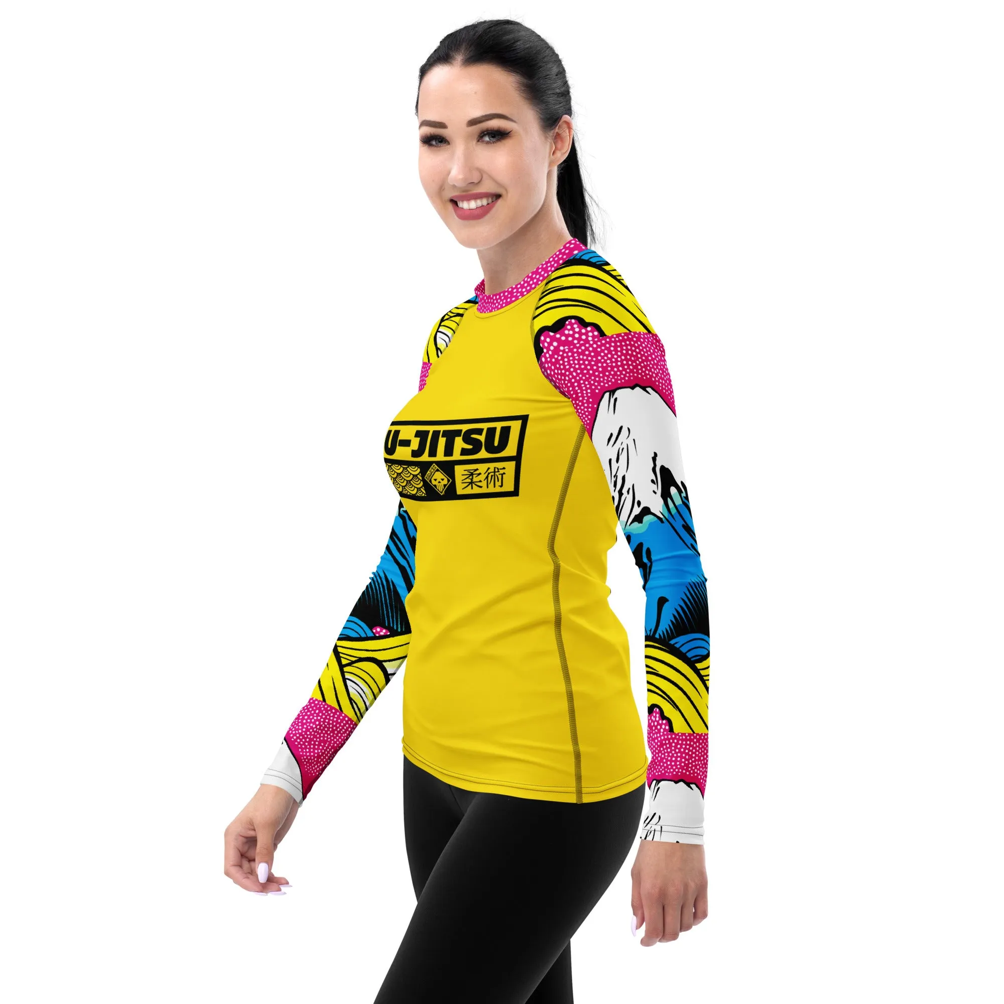 Womens Long Sleeve BJJ Rash Guard - Jiu-Jitsu 018 - Mt Fuji - 001