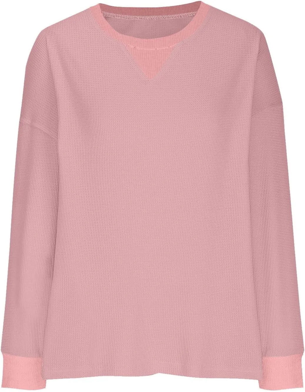 Womens Long Sleeve Crewneck Sweatshirt Trendy 2024 Casual Waffle Knit Pullover Tops Oversized Fall Sweatshirts