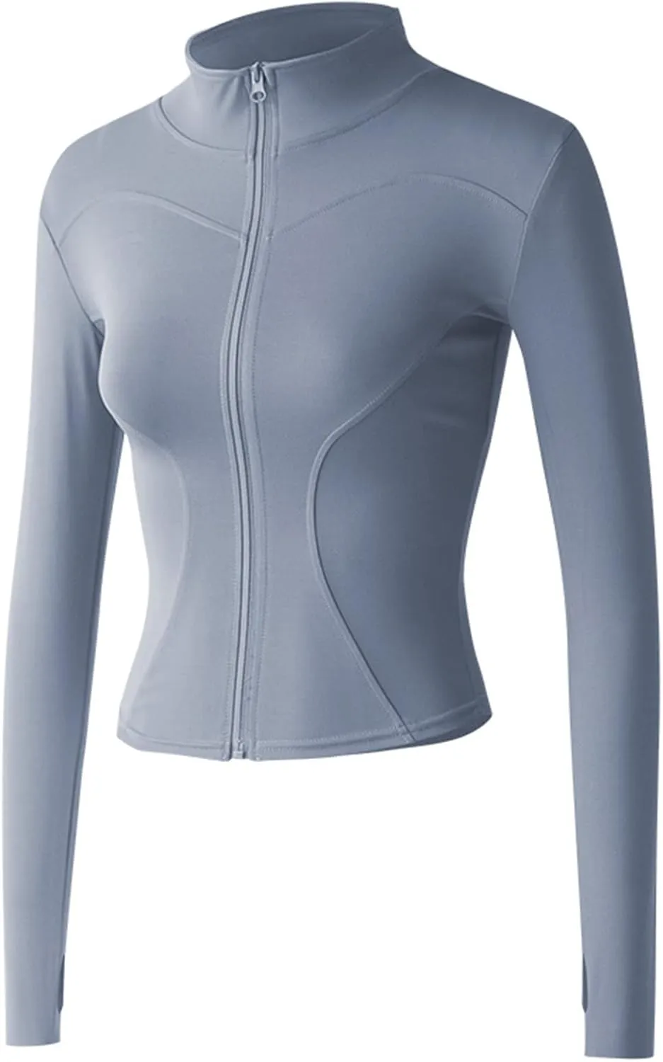 Women's Long Sleeve Running Jacket Sports Shirts Full Zip Quick Dry Yoga Fitness Top with Thumb Holes