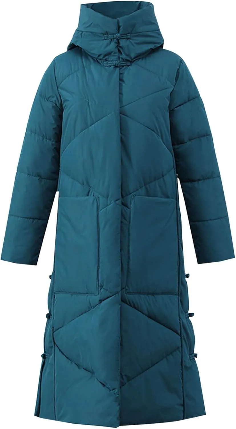Women's Long Winter Puffer Coats Hooded Zip Up Thickened Parka Down Jackets Trendy Fashion Warm Outerwear 2024