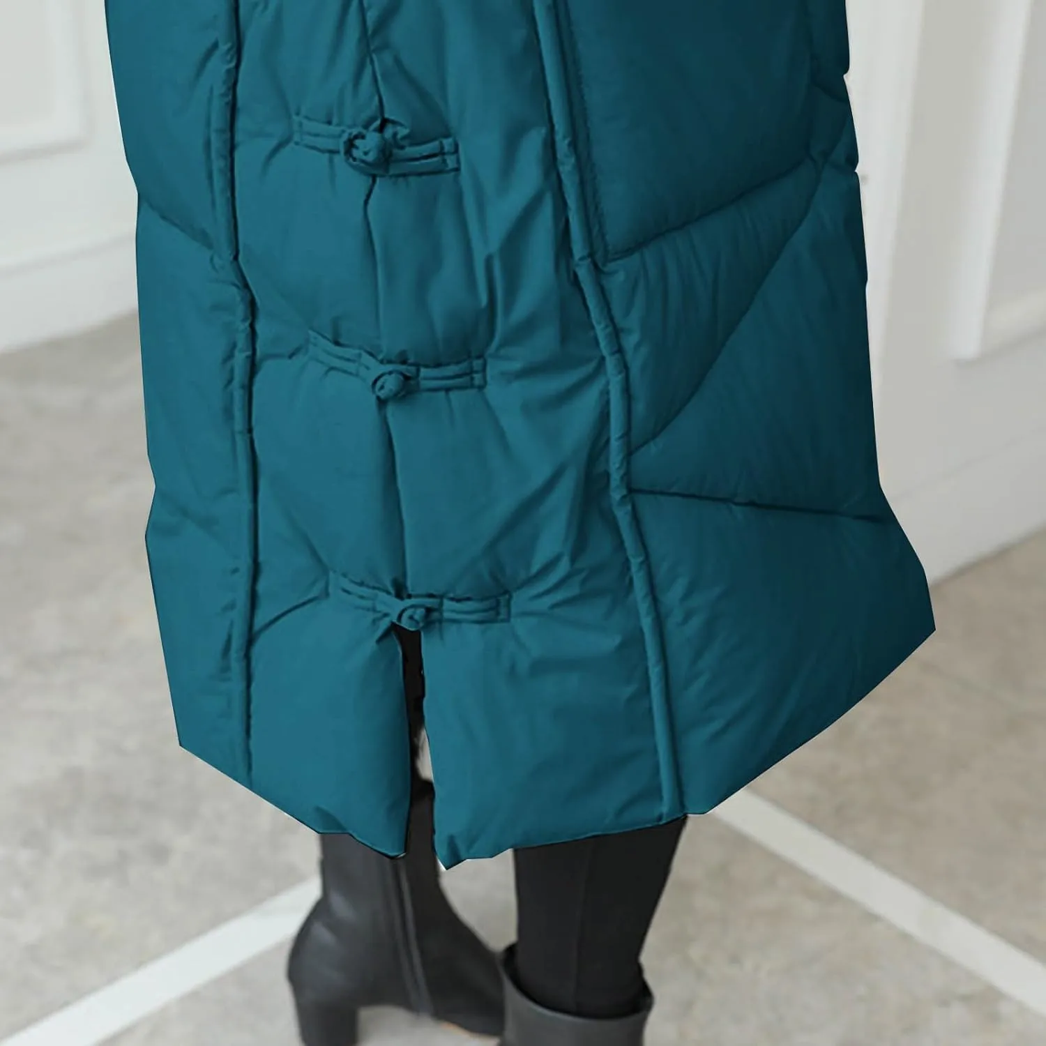 Women's Long Winter Puffer Coats Hooded Zip Up Thickened Parka Down Jackets Trendy Fashion Warm Outerwear 2024