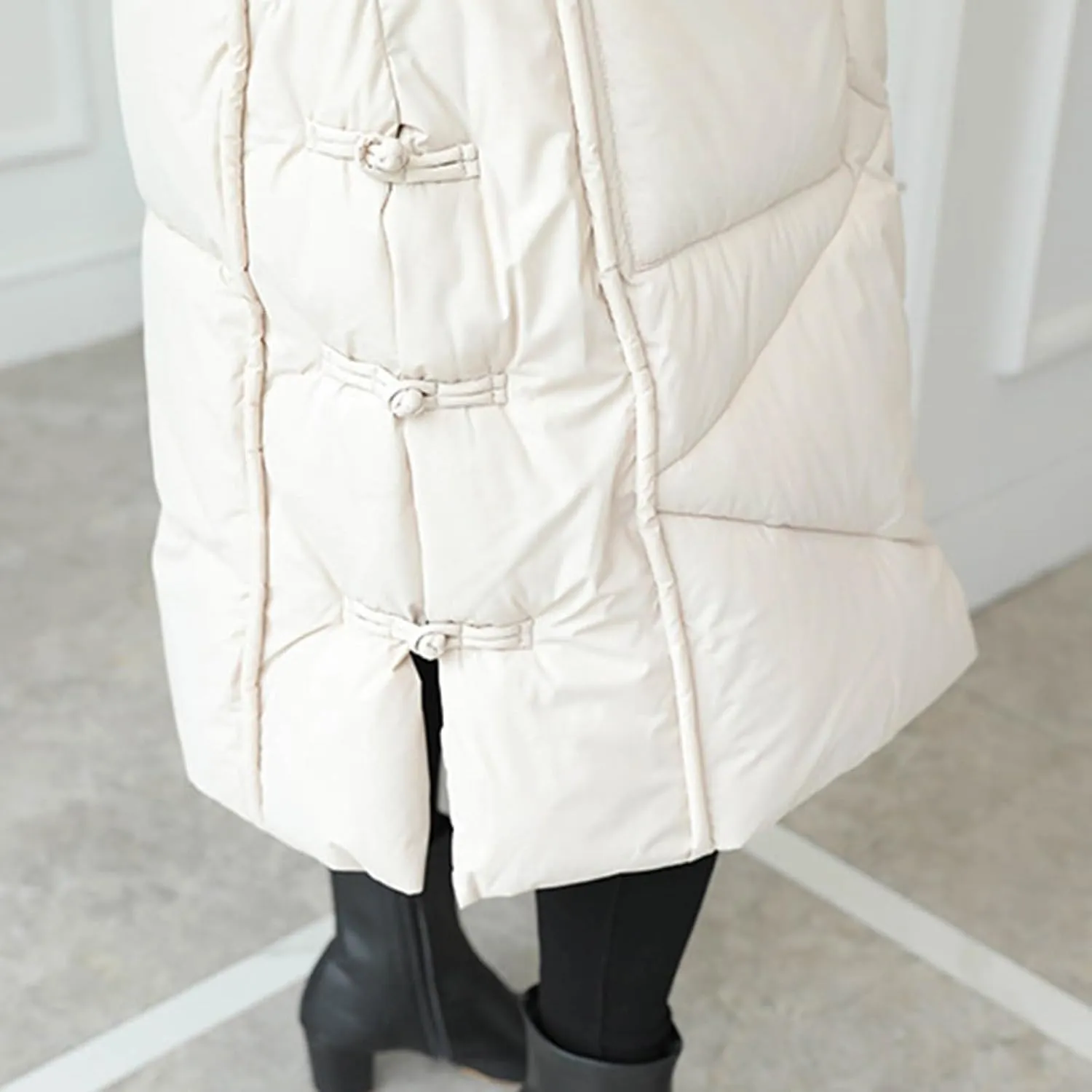 Women's Long Winter Puffer Coats Hooded Zip Up Thickened Parka Down Jackets Trendy Fashion Warm Outerwear 2024