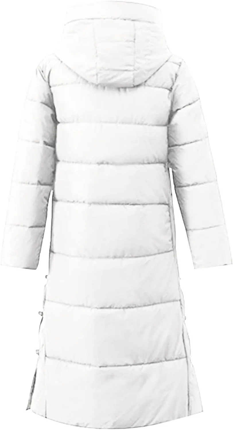 Women's Long Winter Puffer Coats Hooded Zip Up Thickened Parka Down Jackets Trendy Fashion Warm Outerwear 2024