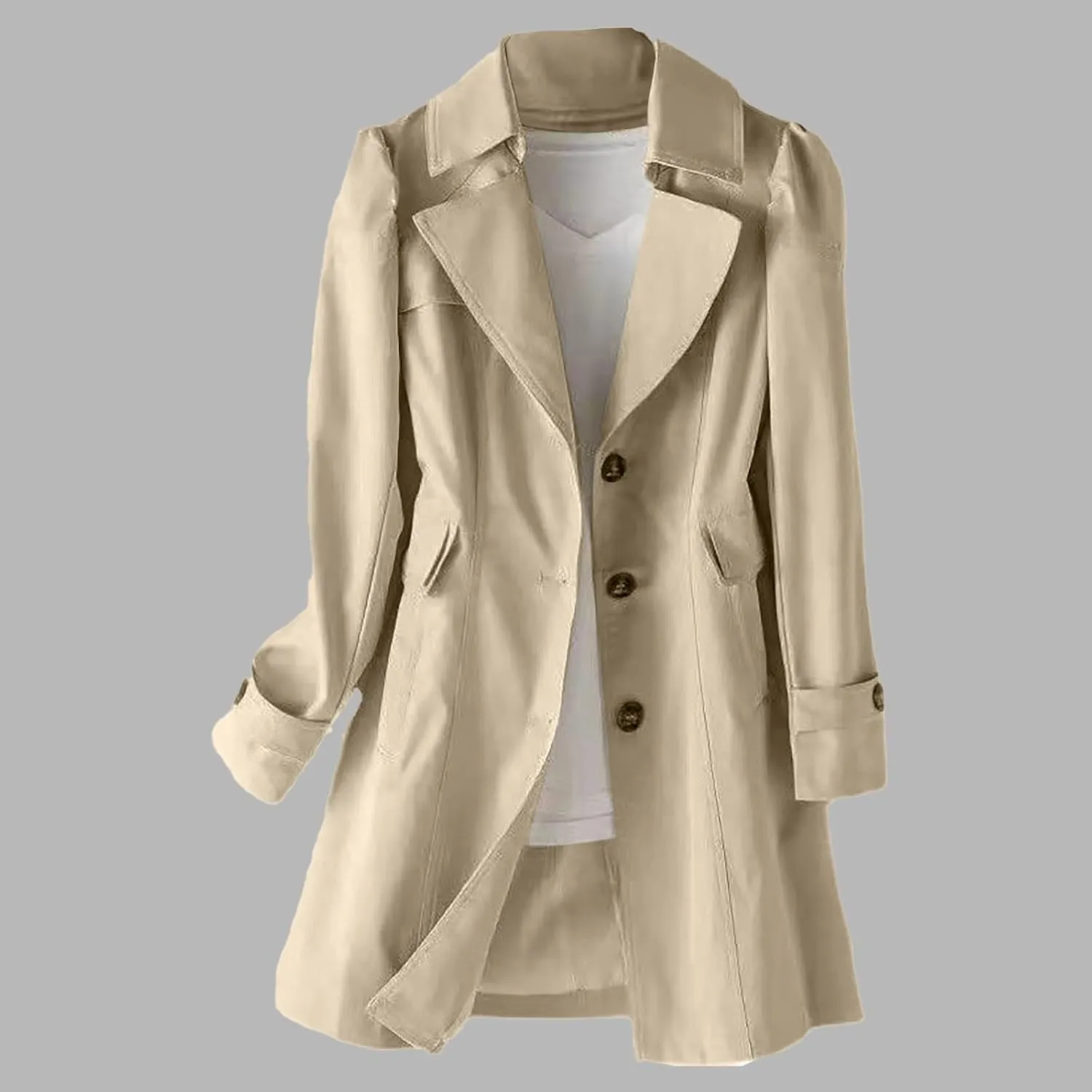 Women's New Slim Fit Women's Korean Version Double Breasted Small Mid Length Trench Coat Ladies Fall Sweaters