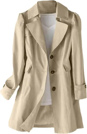 Women's New Slim Fit Women's Korean Version Double Breasted Small Mid Length Trench Coat Ladies Fall Sweaters