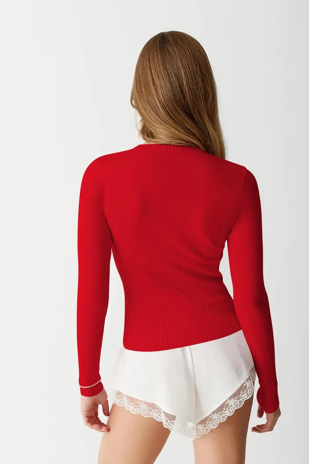 Womens Open Front Button Up Cropped Cardigan Ribbed Knit Long Sleeve Shirt Casual Solid Crop Top Cardigan Sweater